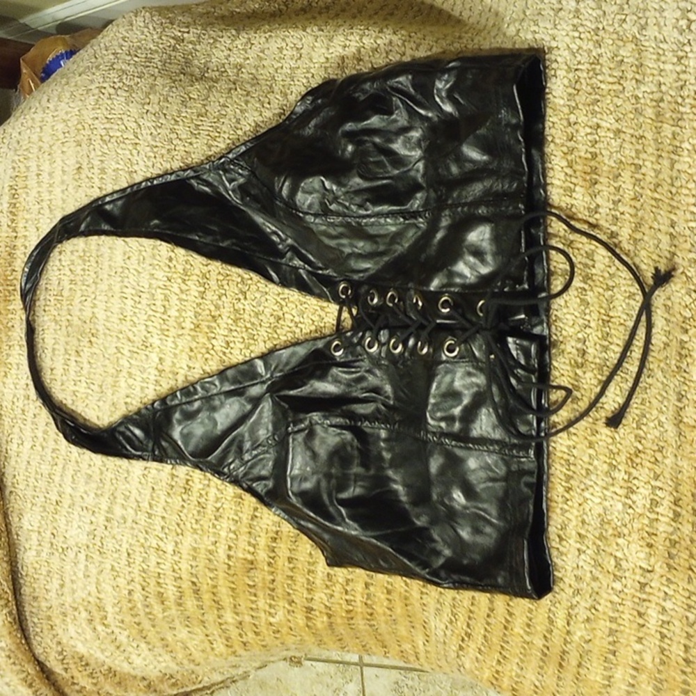 LDS L Do My Self Black Lace Up Vest Polyester/Spandex NWT